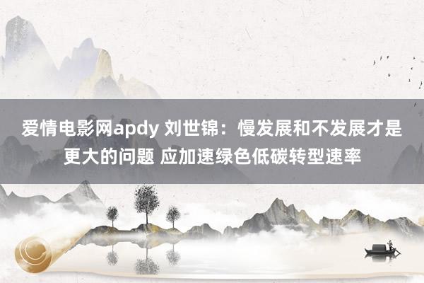 爱情电影网apdy 刘世锦：慢发展和不发展才是更大的问题 应加速绿色低碳转型速率