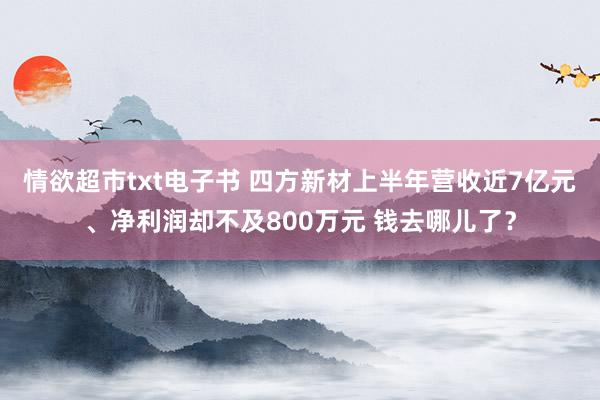 情欲超市txt电子书 四方新材上半年营收近7亿元、净利润却不及800万元 钱去哪儿了？