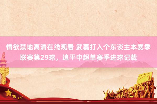 情欲禁地高清在线观看 武磊打入个东谈主本赛季联赛第29球，追平中超单赛季进球记载