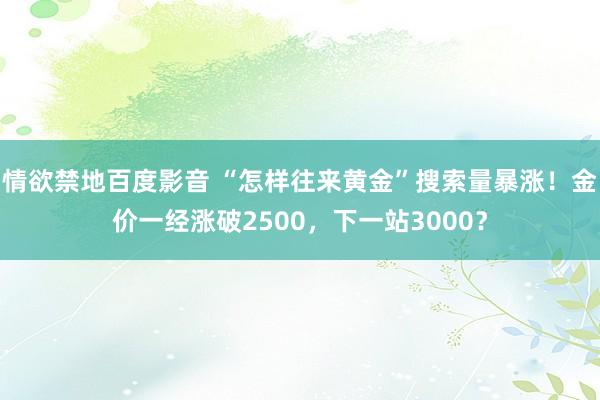 情欲禁地百度影音 “怎样往来黄金”搜索量暴涨！金价一经涨破2500，下一站3000？