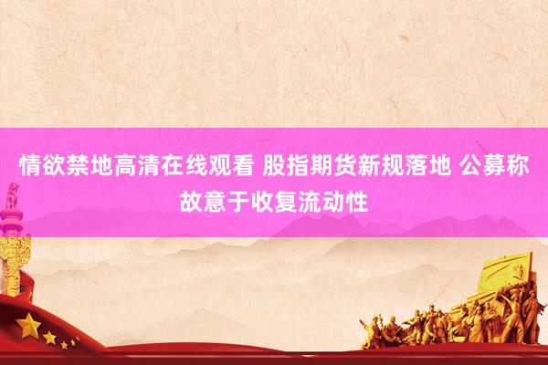 情欲禁地高清在线观看 股指期货新规落地 公募称故意于收复流动性