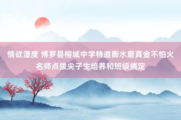 情欲湿度 博罗县榕城中学特邀衡水磨真金不怕火名师点拨尖子生培养和班级搞定