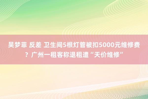 吴梦菲 反差 卫生间5根灯管被扣5000元维修费？广州一租客称退租遭“天价维修”