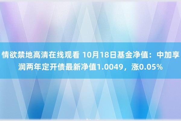 情欲禁地高清在线观看 10月18日基金净值：中加享润两年定开债最新净值1.0049，涨0.05%