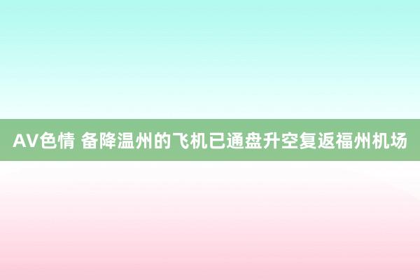 AV色情 备降温州的飞机已通盘升空复返福州机场