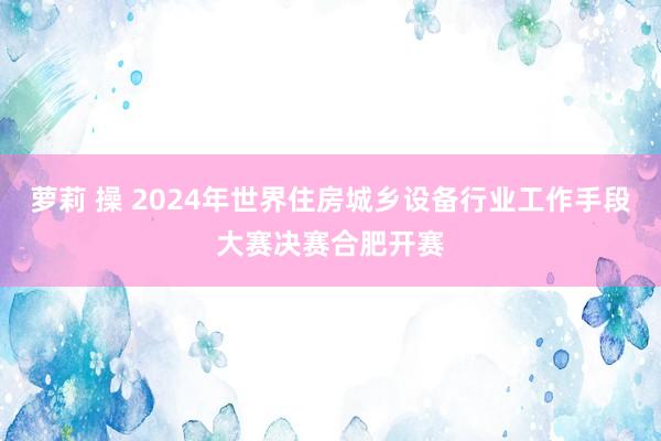 萝莉 操 2024年世界住房城乡设备行业工作手段大赛决赛合肥开赛