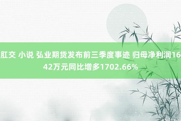 肛交 小说 弘业期货发布前三季度事迹 归母净利润1642万元同比增多1702.66%