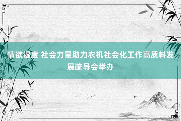 情欲湿度 社会力量助力农机社会化工作高质料发展疏导会举办