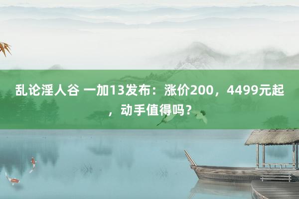 乱论淫人谷 一加13发布：涨价200，4499元起，动手值得吗？