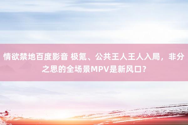 情欲禁地百度影音 极氪、公共王人王人入局，非分之思的全场景MPV是新风口？