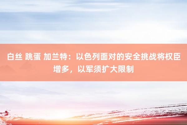 白丝 跳蛋 加兰特：以色列面对的安全挑战将权臣增多，以军须扩大限制