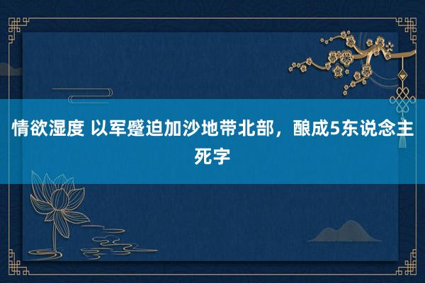 情欲湿度 以军蹙迫加沙地带北部，酿成5东说念主死字