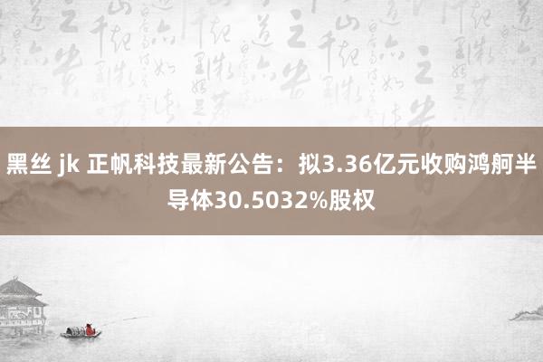 黑丝 jk 正帆科技最新公告：拟3.36亿元收购鸿舸半导体30.5032%股权