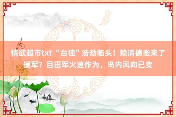 情欲超市txt “台独”浩劫临头！赖清德搬来了援军？目田军火速作为，岛内风向已变