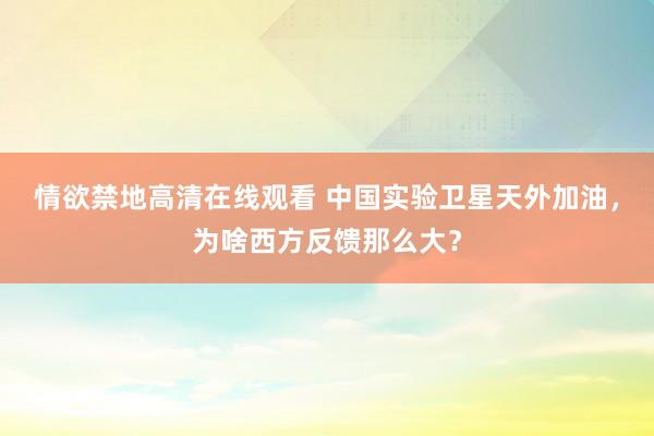 情欲禁地高清在线观看 中国实验卫星天外加油，为啥西方反馈那么大？