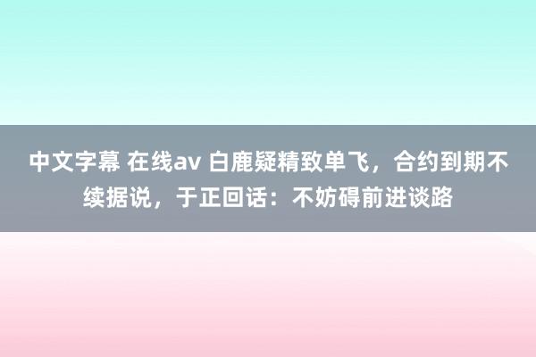 中文字幕 在线av 白鹿疑精致单飞，合约到期不续据说，于正回话：不妨碍前进谈路