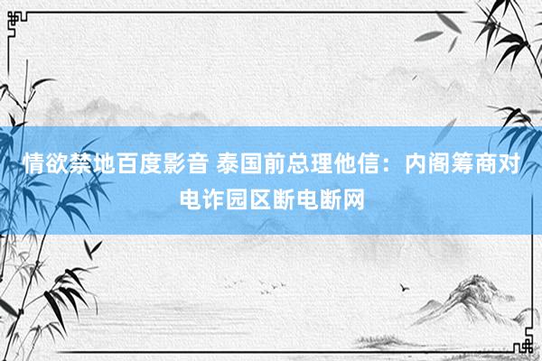 情欲禁地百度影音 泰国前总理他信：内阁筹商对电诈园区断电断网