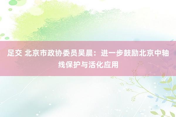 足交 北京市政协委员吴晨：进一步鼓励北京中轴线保护与活化应用